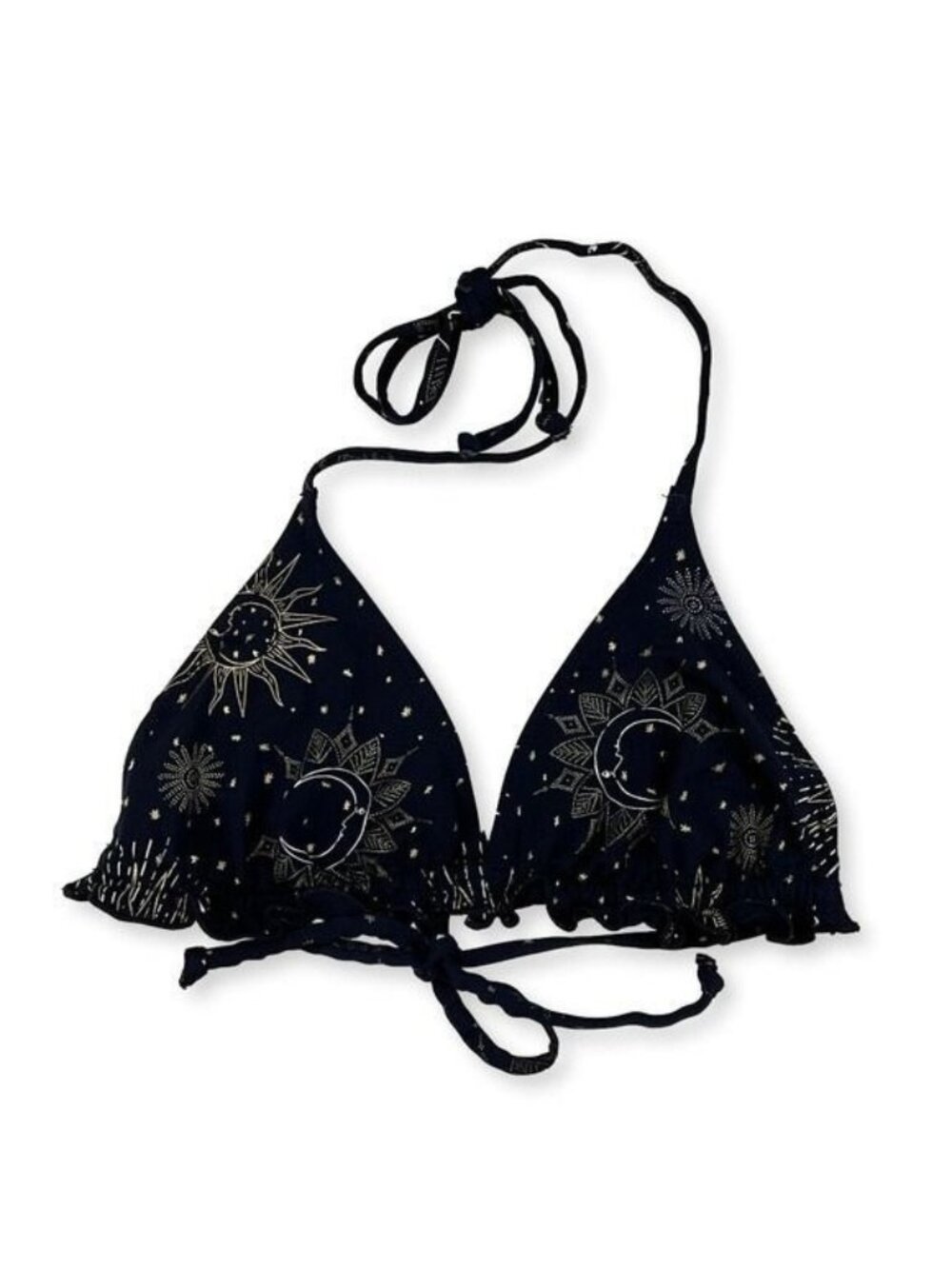 H&M Celestial Sun & Moon Triangle Bikini Top – Navy – Size 8 EUC